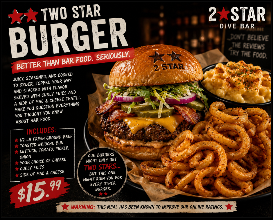 2 Star Dive Bar | Michigan | Bar and Grill | Restaurant | Craft Beer | Speciality Drinks 